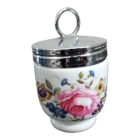 Royal Worcester Egg Coddler Rose Floral England Porcelain - Picture 2 of 6